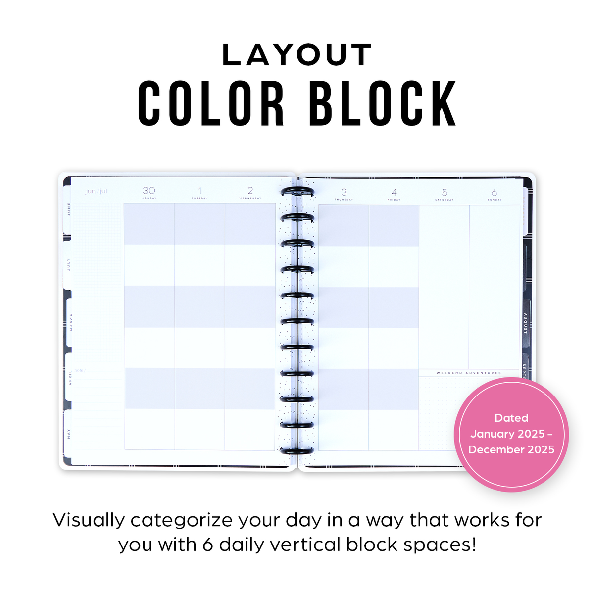 2025 Radiant Garden Planner - Classic Color Block Layout - 12 Months