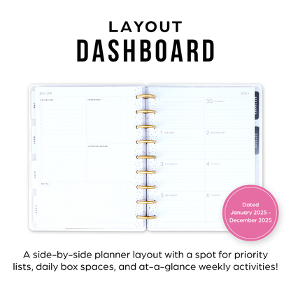 2025 Vivid Tropics Planner - Classic Dashboard Layout - 12 Months