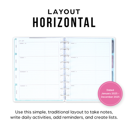 2025 Forest Flowers Planner - Classic Horizontal Layout - 12 Months