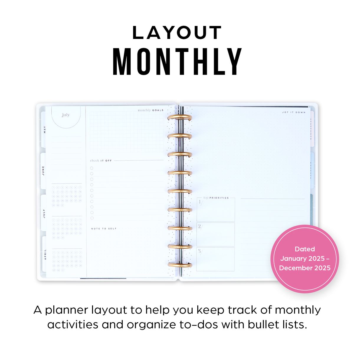 2025 Mauve & Moss Planner - Classic Monthly Layout - 12 Months