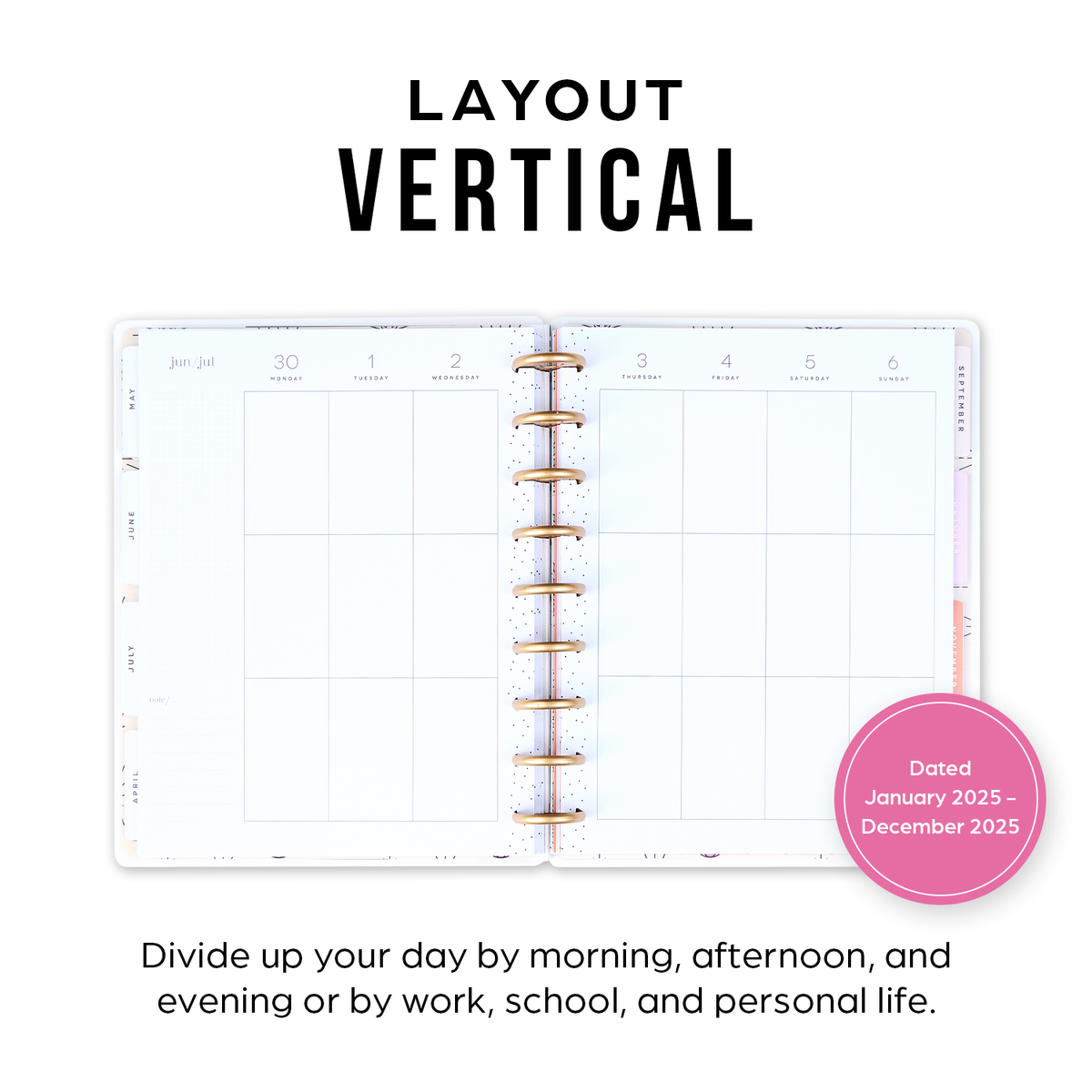 2025 Blooming Bouquet Planner - Classic Vertical Layout - 12 Months