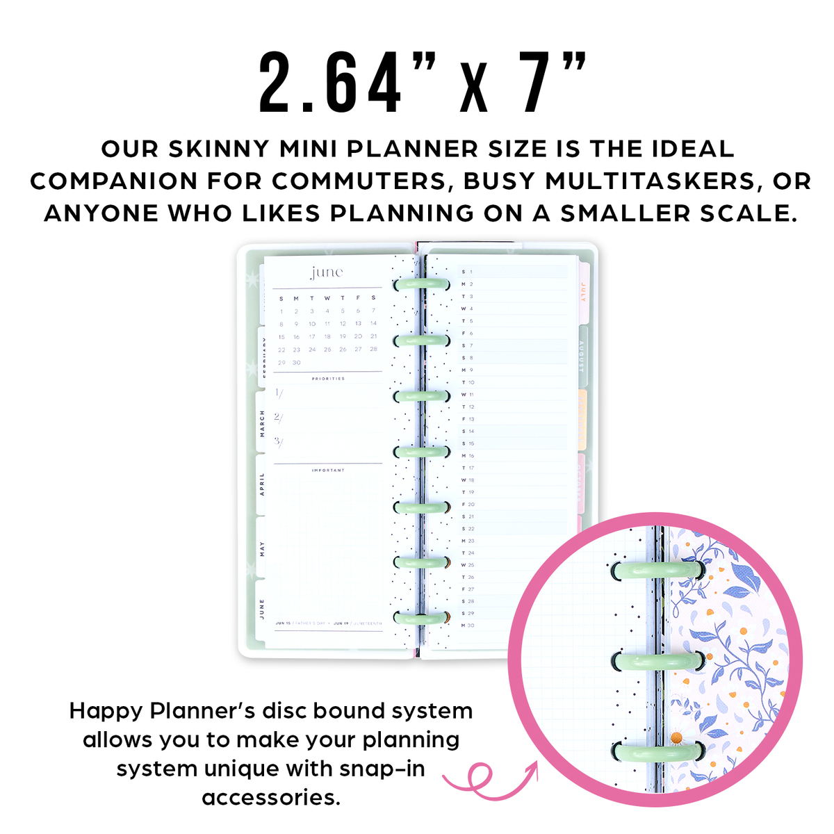 2025 Forest Flowers Planner - Skinny Mini Horizontal Layout - 12 Months