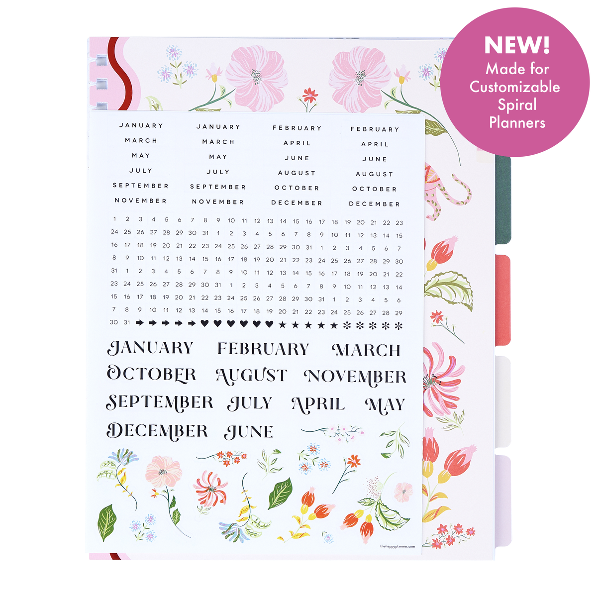 Lush Linens - Big Customizable Spiral Planner Dashboard Extension Pack - 6 Months