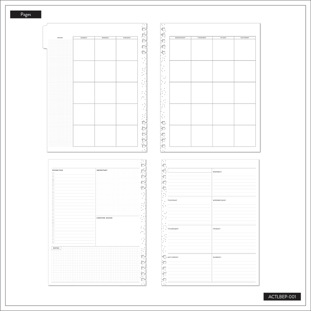 Lush Linens - Big Customizable Spiral Planner Dashboard Extension Pack - 6 Months