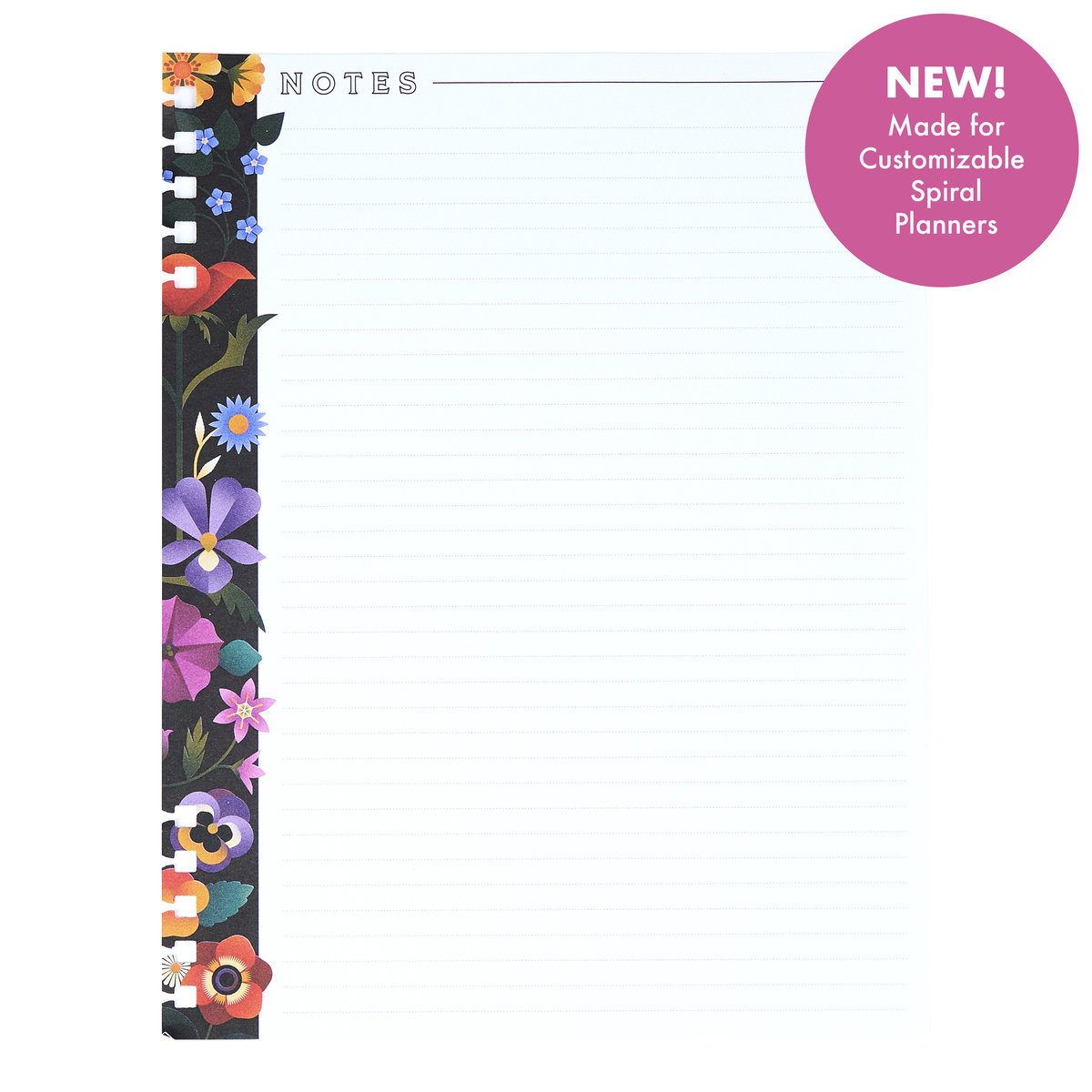 Radiant Garden - Dotted Lined Big Customizable Spiral Planner Filler Paper - 40 Sheets