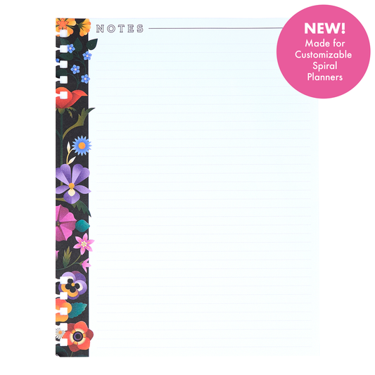 Radiant Garden - Dotted Lined Big Customizable Spiral Planner Filler Paper - 40 Sheets