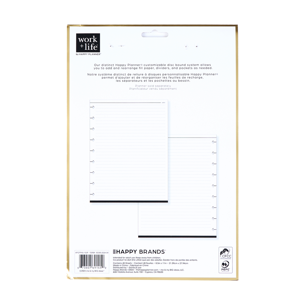 Work + Life Onyx - Dotted Lined Classic Filler Paper - 40 Sheets