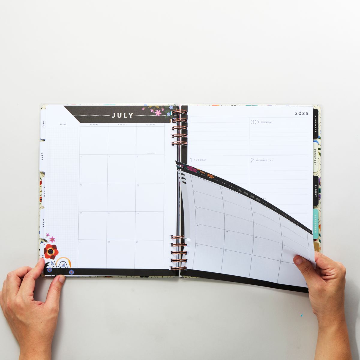 2025 Radiant Garden Customizable Spiral Planner - Big Dashboard Layout - 12 Months