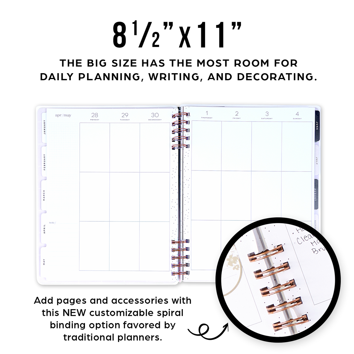 2025 Radiant Garden Customizable Spiral Planner - Big Dashboard Layout - 12 Months