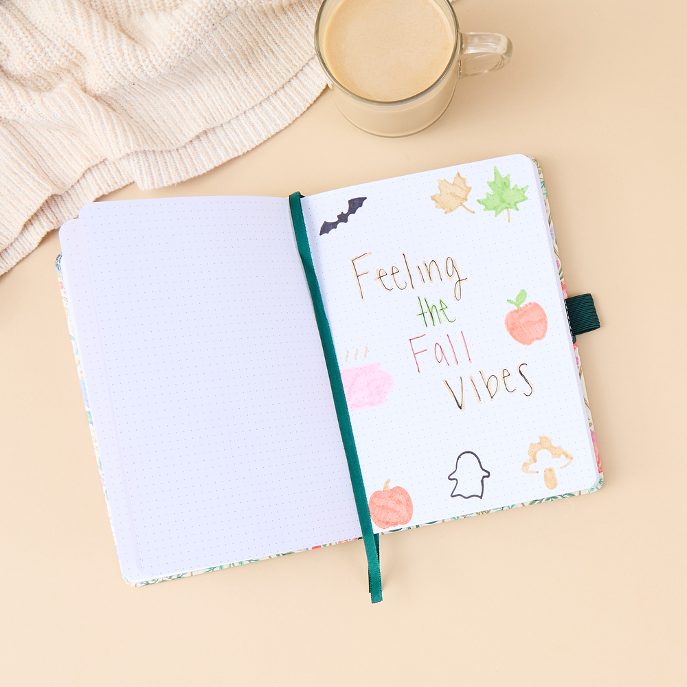 Folk & Flora - Bullet Dot Grid Happy Journal - 80 Sheets - 160 GSM Paper