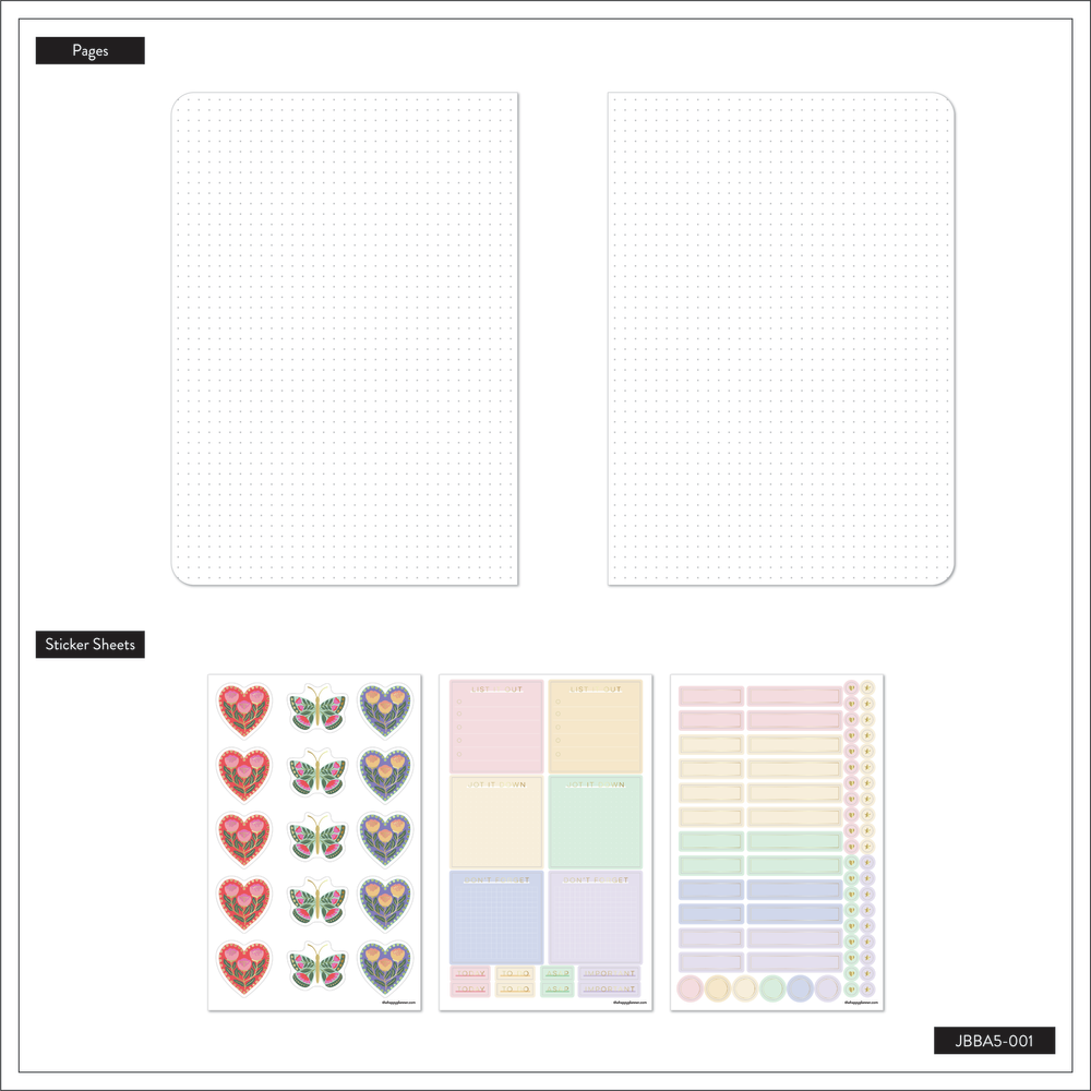 Folk & Flora - Bullet Dot Grid Happy Journal - 80 Sheets - 160 GSM Paper