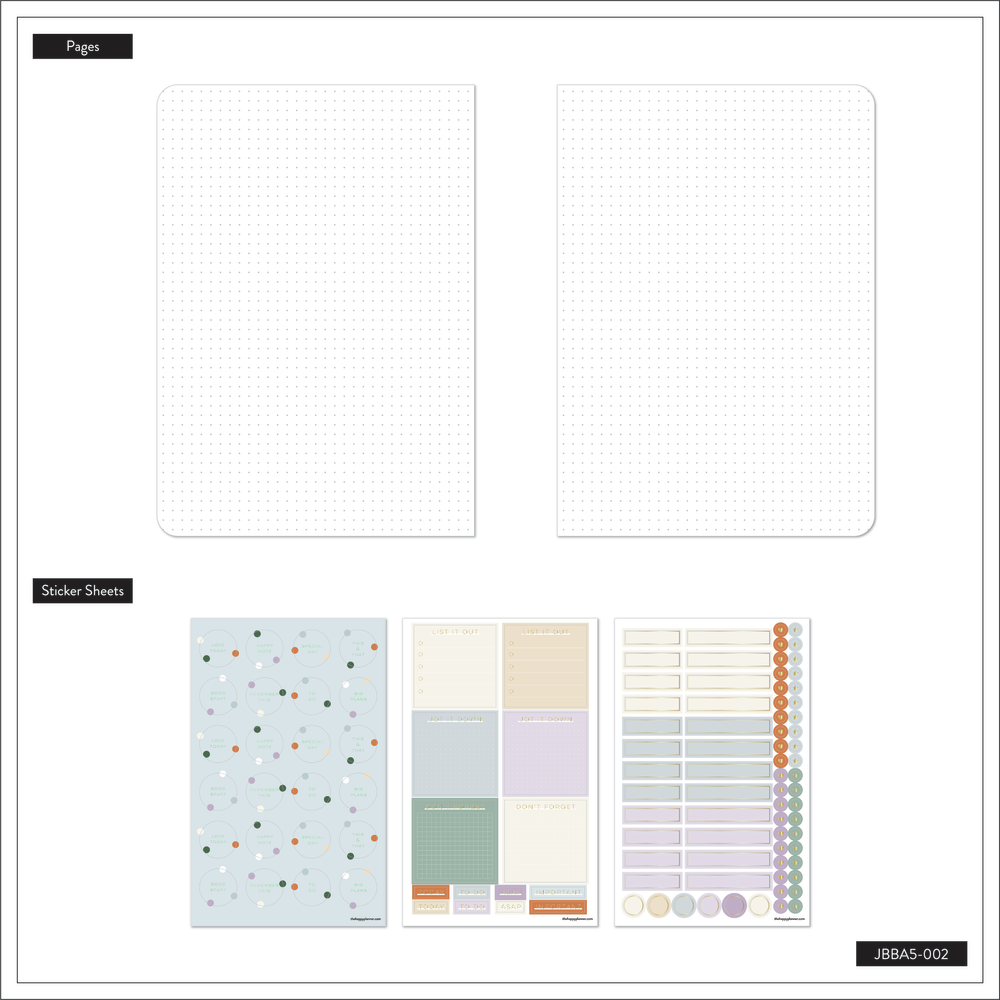 Mauve & Moss - Bullet Dot Grid Happy Journal - 80 Sheets - 160 GSM Paper