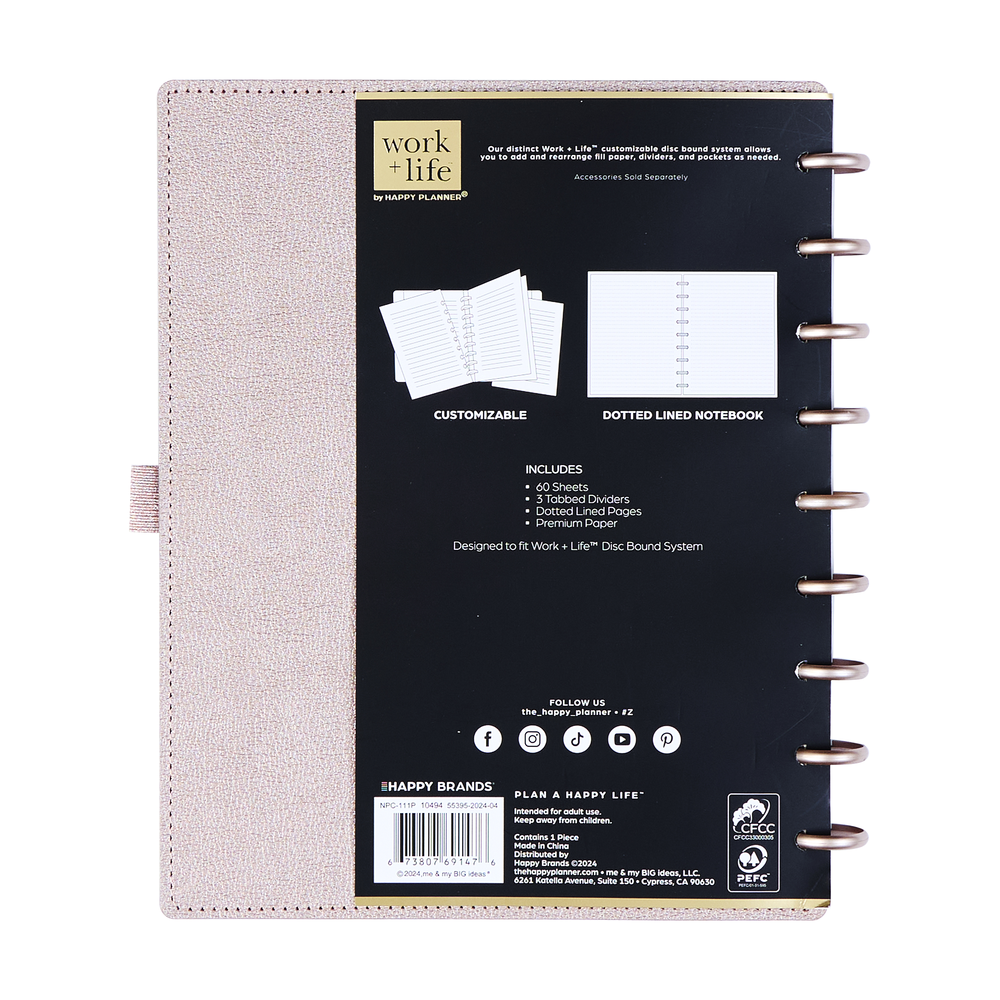 Work + Life Rose Gold - Dotted Lined Deluxe Classic Notebook - 60 Sheets