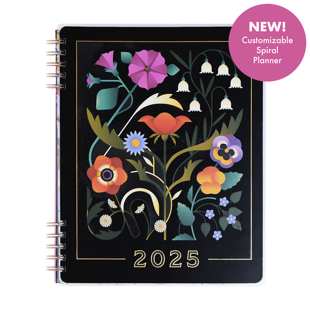 2025 Radiant Garden Customizable Spiral Planner - Big Dashboard Layout - 12 Months