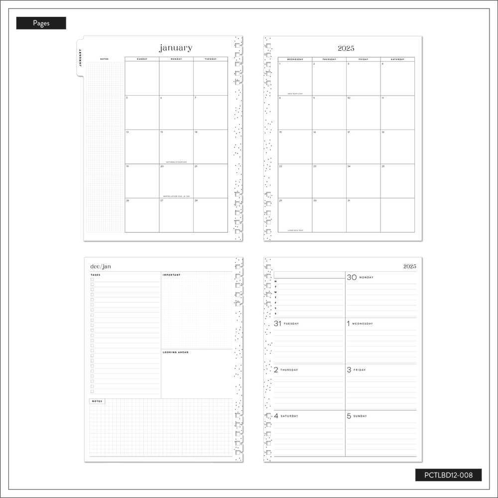 2025 Lush Linens Customizable Spiral Planner - Big Dashboard Layout - 12 Months