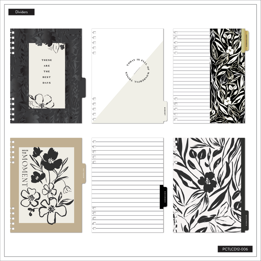 2025 Sketchy Florals Customizable Spiral Planner - Classic Vertical Layout - 12 Months