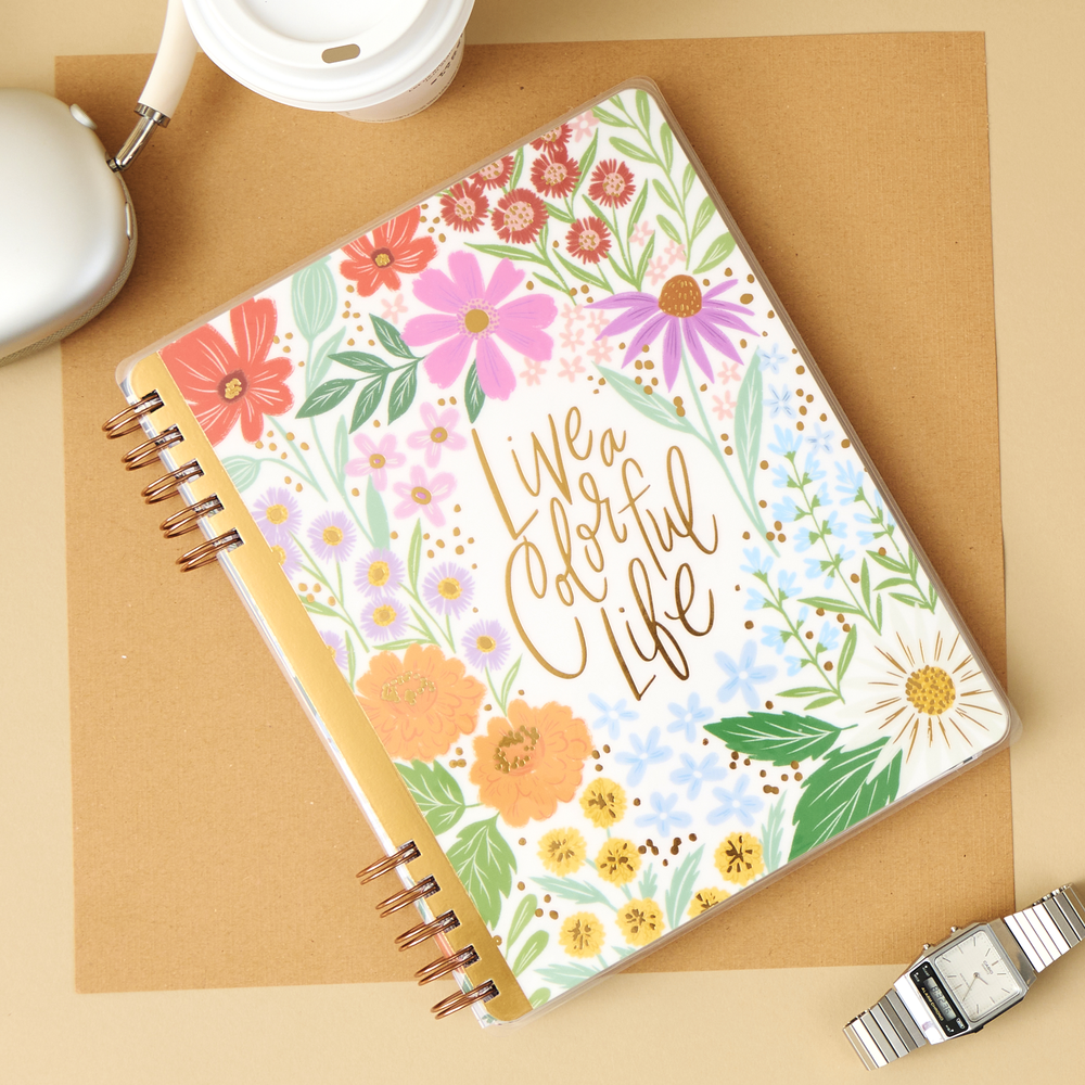 2025 Blooming Bouquet Customizable Spiral Planner - Classic Dashboard Layout - 12 Months