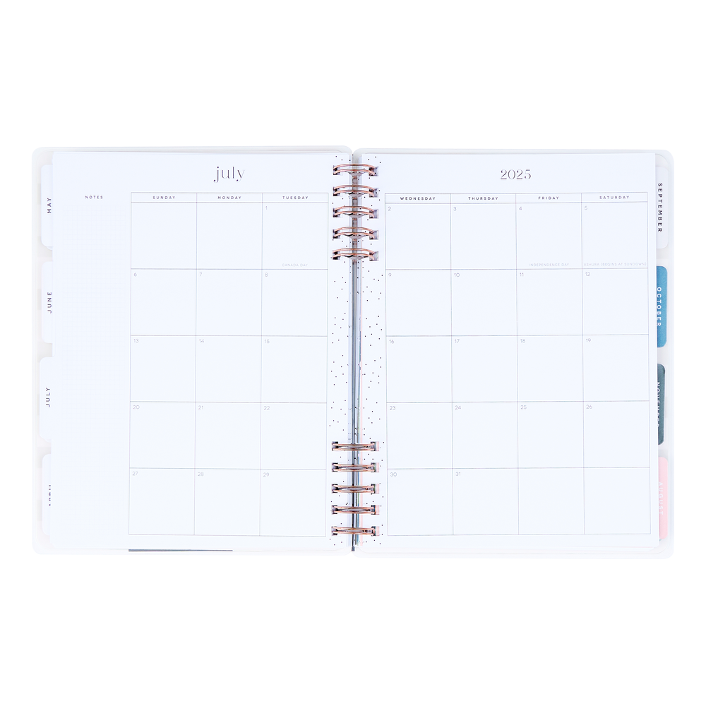 2025 Blooming Bouquet Customizable Spiral Planner - Classic Dashboard Layout - 12 Months