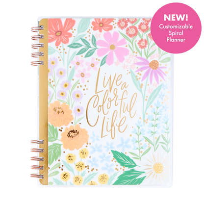 2025 Blooming Bouquet Customizable Spiral Planner - Classic Dashboard Layout - 12 Months