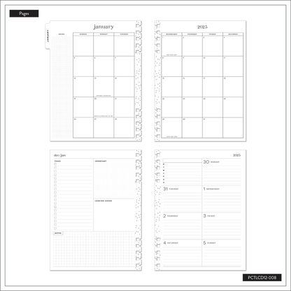 2025 Blooming Bouquet Customizable Spiral Planner - Classic Dashboard Layout - 12 Months