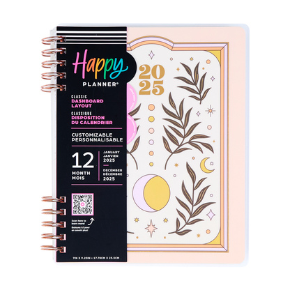 2025 Desert Mystic Customizable Spiral Planner - Classic Dashboard Layout - 12 Months