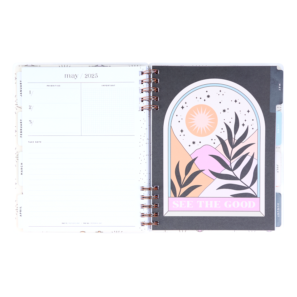 2025 Desert Mystic Customizable Spiral Planner - Classic Dashboard Layout - 12 Months