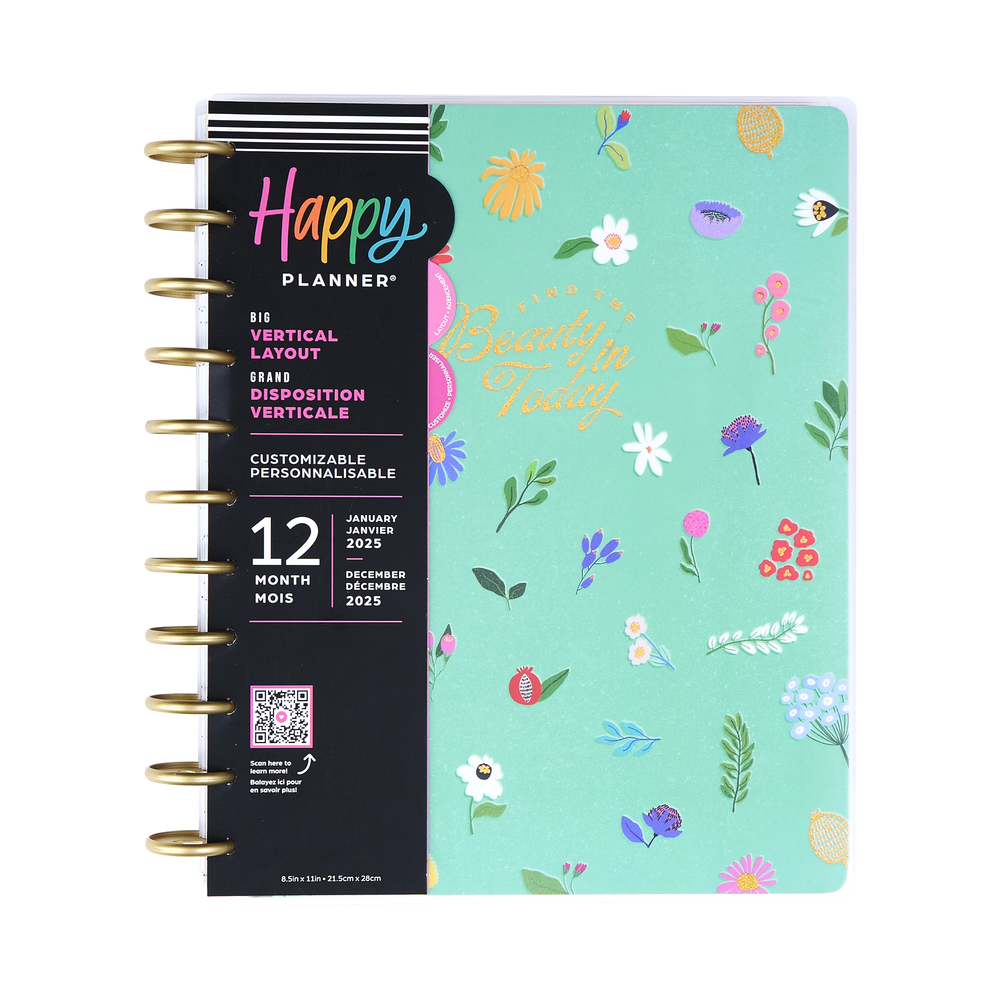 2025 Brilliant Blooms Planner - Big Vertical Layout - 12 Months