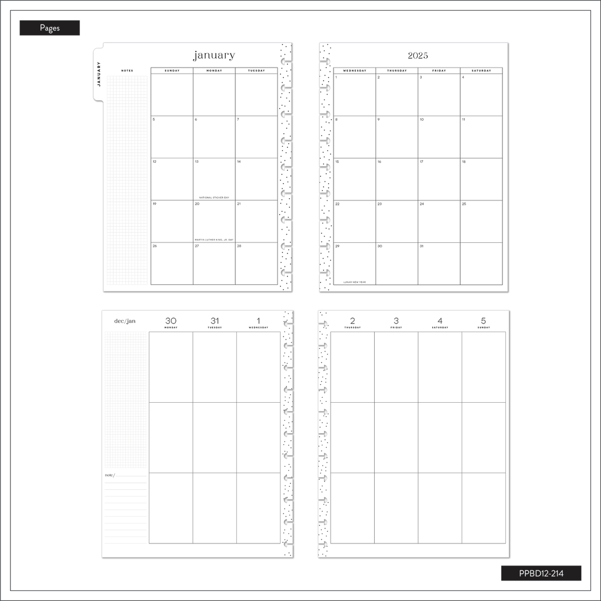 2025 Brilliant Blooms Planner - Big Vertical Layout - 12 Months