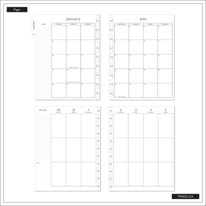 2025 Brilliant Blooms Planner - Big Vertical Layout - 12 Months