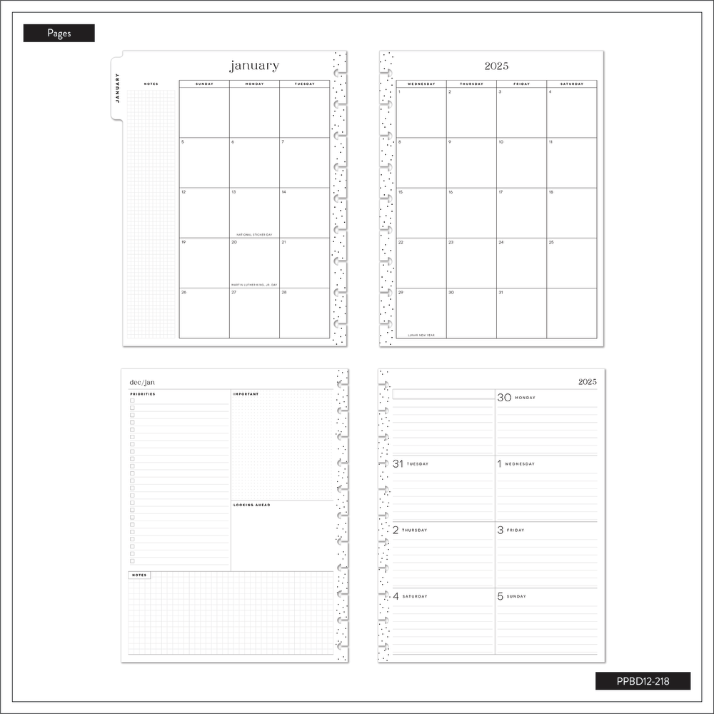 2025 Forest Flowers Planner - Big Dashboard Layout - 12 Months