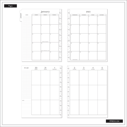 2025 Sketchy Florals Planner - Big Vertical Layout - 12 Months