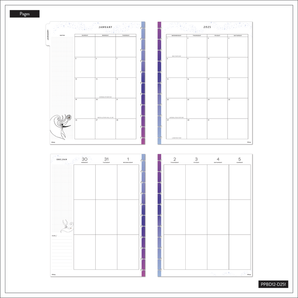 2025 Disney Tim Burton's The Nightmare Before Christmas Celestial Planner - Big Vertical Layout - 12 Months