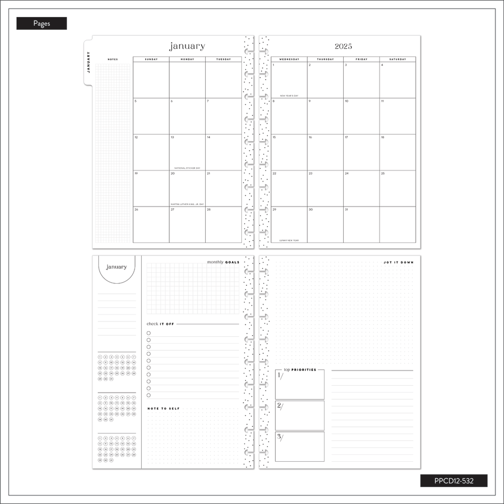 2025 Mauve & Moss Planner - Classic Monthly Layout - 12 Months