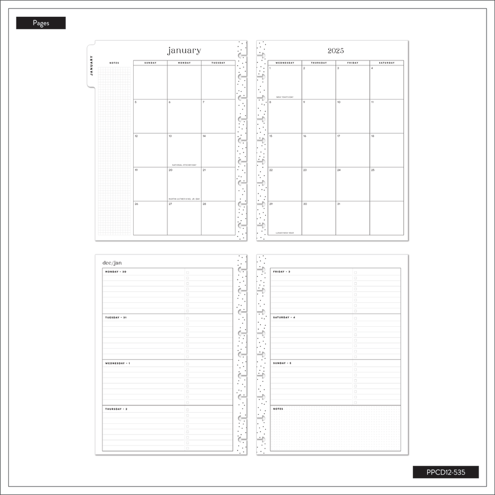 2025 Woodland Whispers Planner - Classic Horizontal Layout - 12 Months