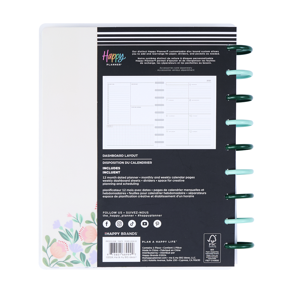 2025 Folk & Flora Planner - Classic Dashboard Layout - 12 Months