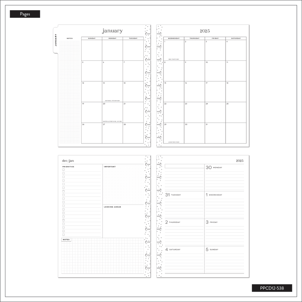 2025 Folk & Flora Planner - Classic Dashboard Layout - 12 Months