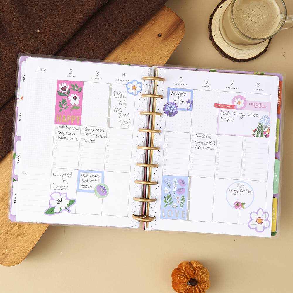 2025 Brilliant Blooms Planner - Classic Checklist Layout - 12 Months