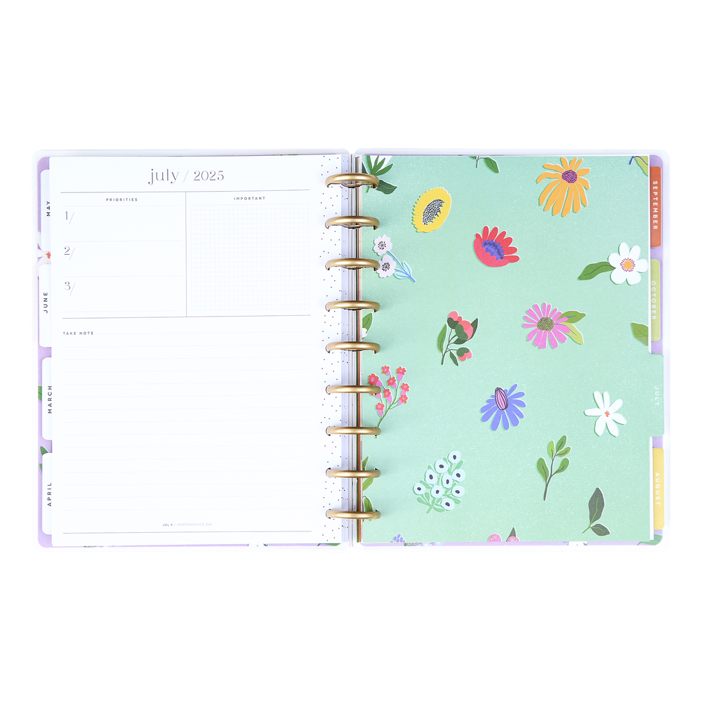 2025 Brilliant Blooms Planner - Classic Checklist Layout - 12 Months