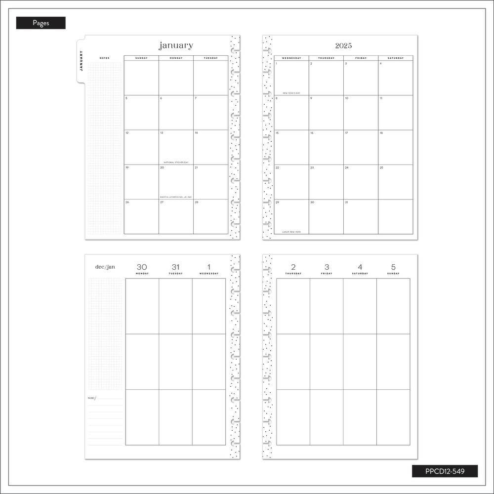 2025 Sunny Oasis Planner - Classic Vertical Layout - 12 Months