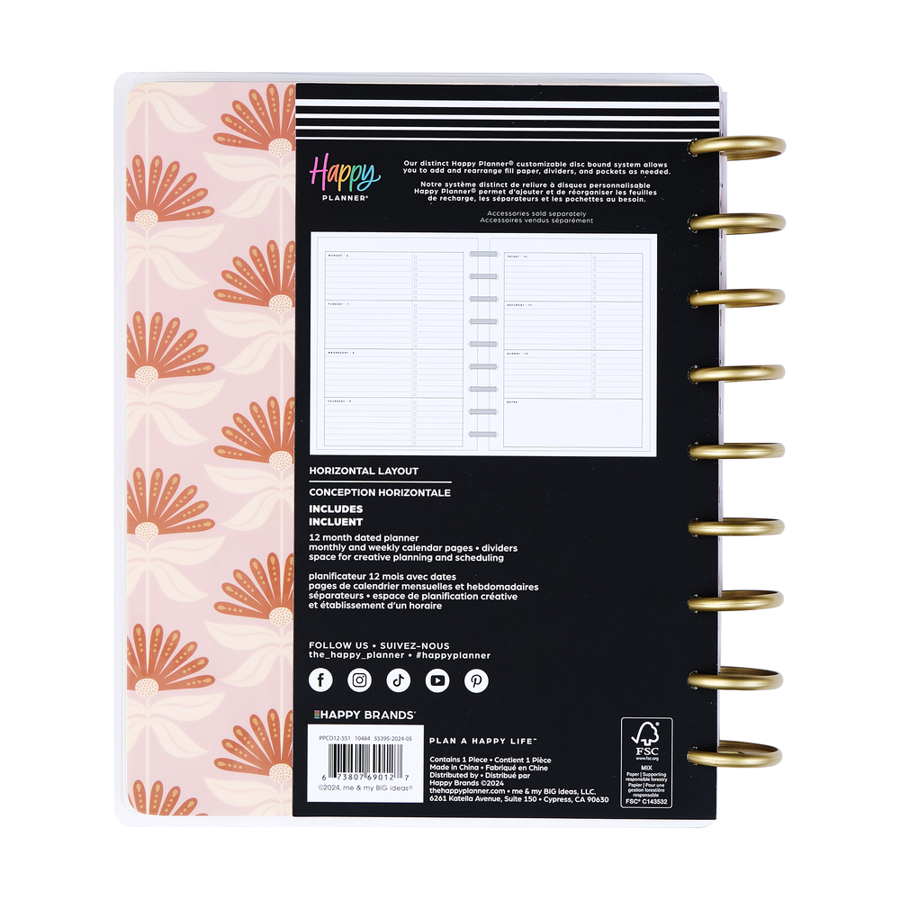 2025 Desert Rose Planner - Classic Horizontal Layout - 12 Months