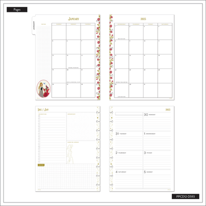 2025 Disney Sleeping Beauty 65th Anniversary Planner - Classic Dashboard Layout - 12 Months