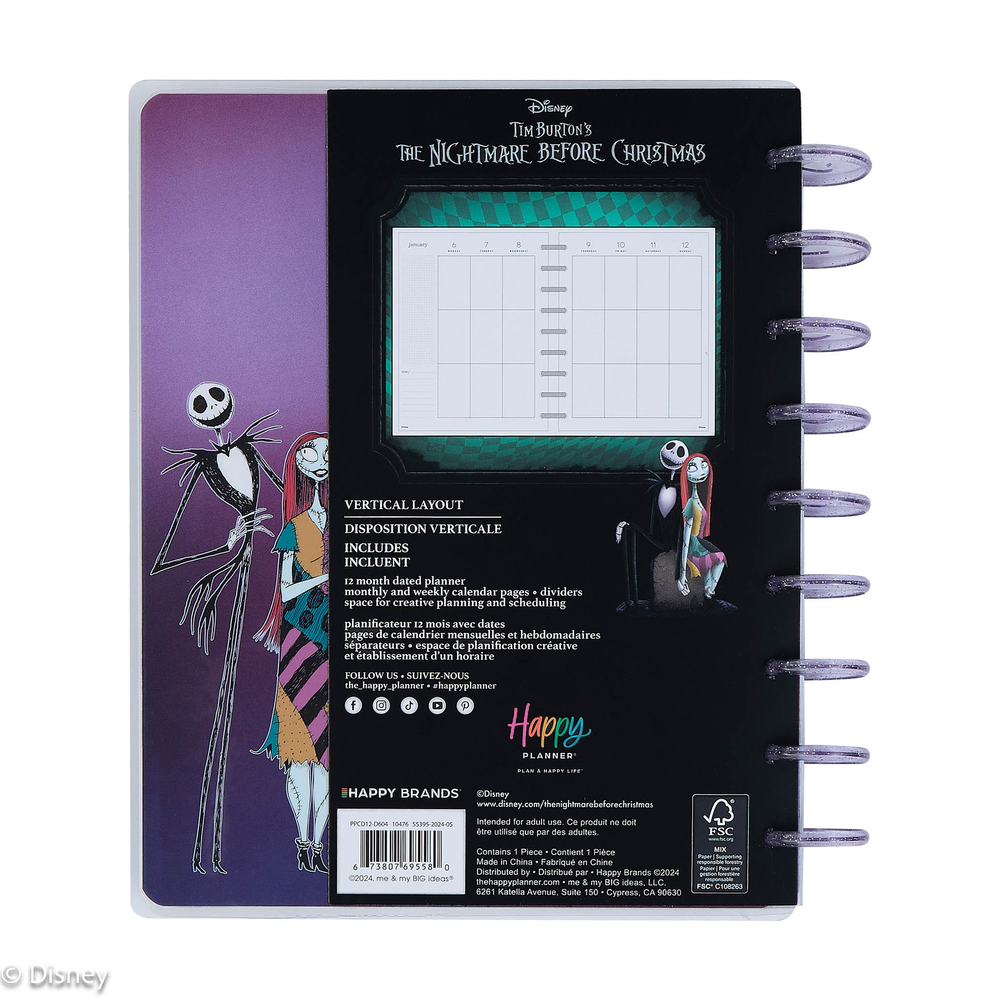 2025 Disney Tim Burton's The Nightmare Before Christmas Celestial Planner - Classic Vertical Layout - 12 Months