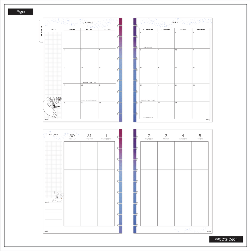 2025 Disney Tim Burton's The Nightmare Before Christmas Celestial Planner - Classic Vertical Layout - 12 Months