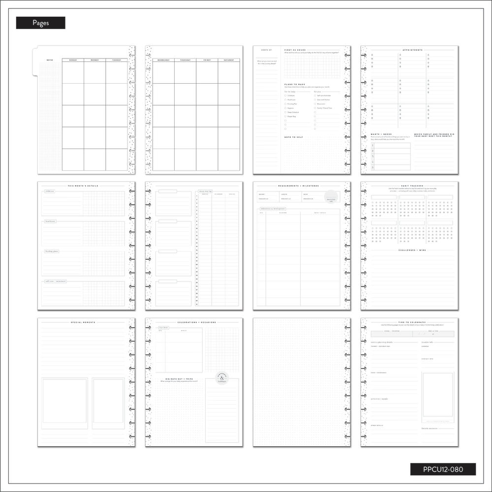 Undated Hello Little One Baby Planner - Classic Baby's First Year Layout - 12 Months