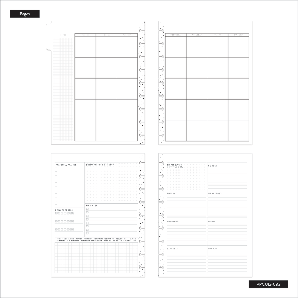 Undated Coastal Faith Planner - Classic Faith Layout - 12 Months