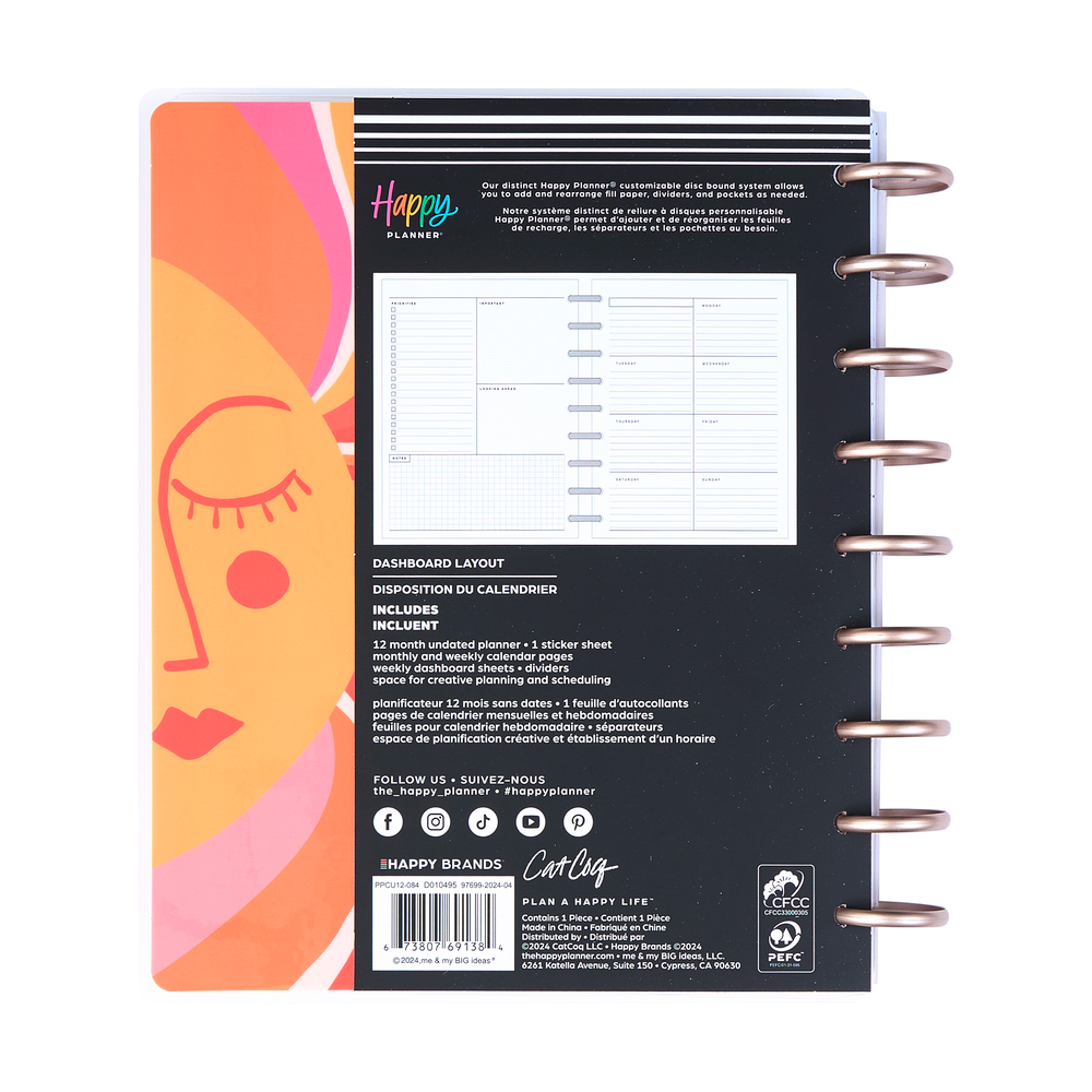 Undated Cat Coq x Happy Planner Retro Sunset Planner - Classic Dashboard Layout - 12 Months