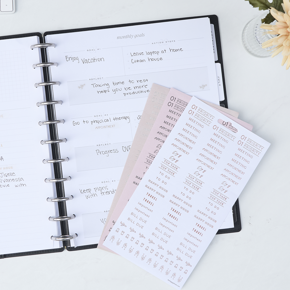 2025 Work + Life Onyx Planner - Big Hourly Layout - 12 Months