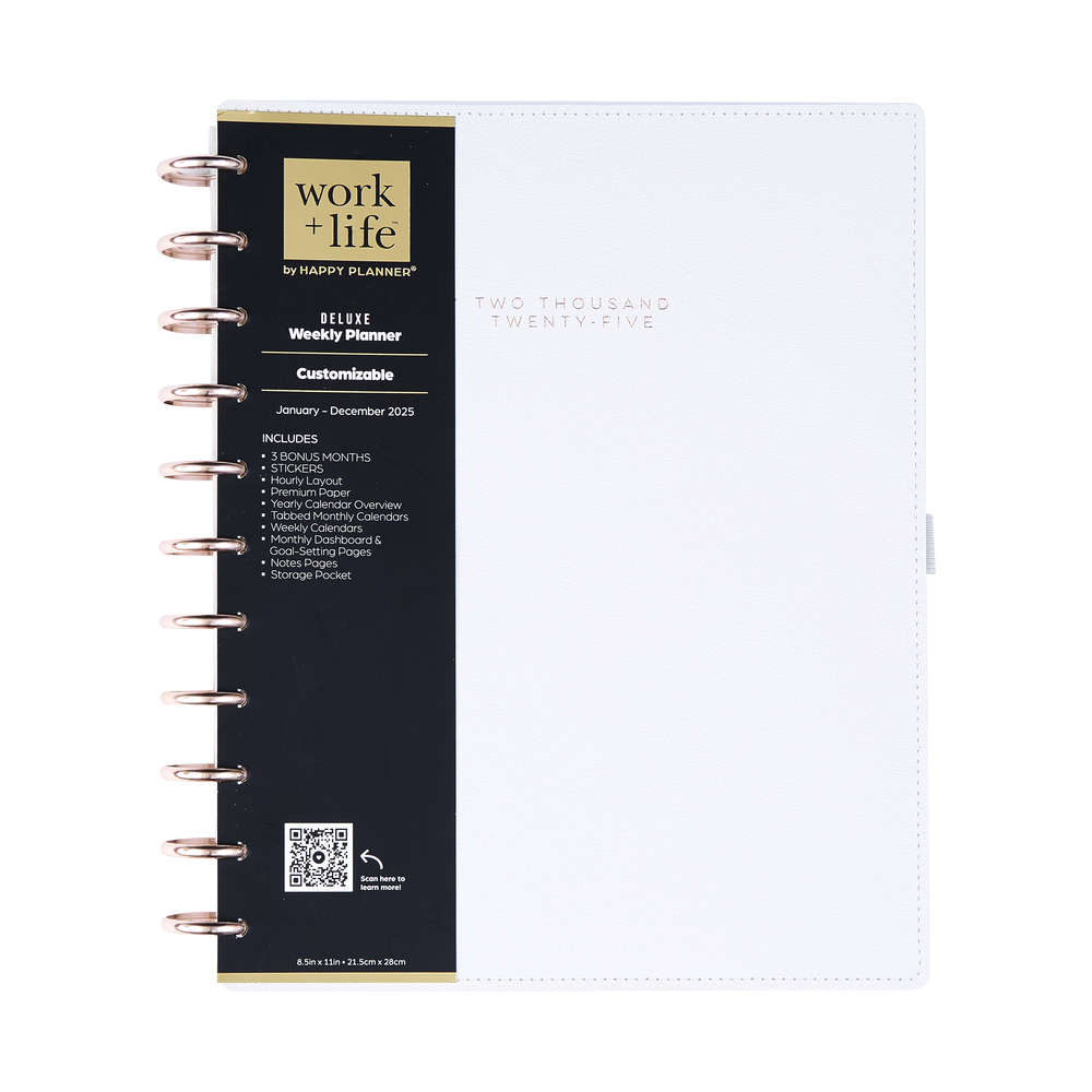 2025 Work + Life Ivory Planner - Big Hourly Layout - 12 Months