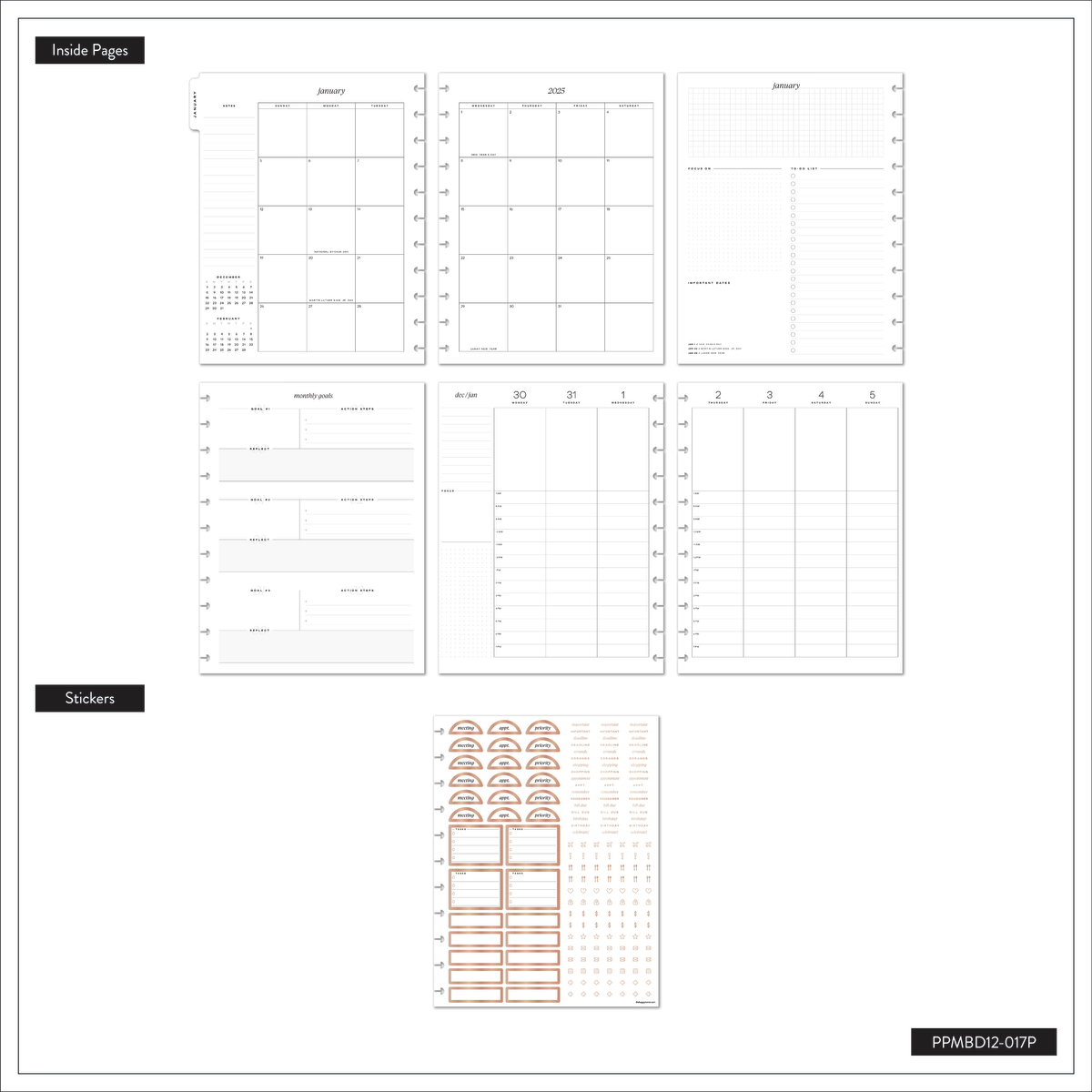 2025 Work + Life Ivory Planner - Big Hourly Layout - 12 Months