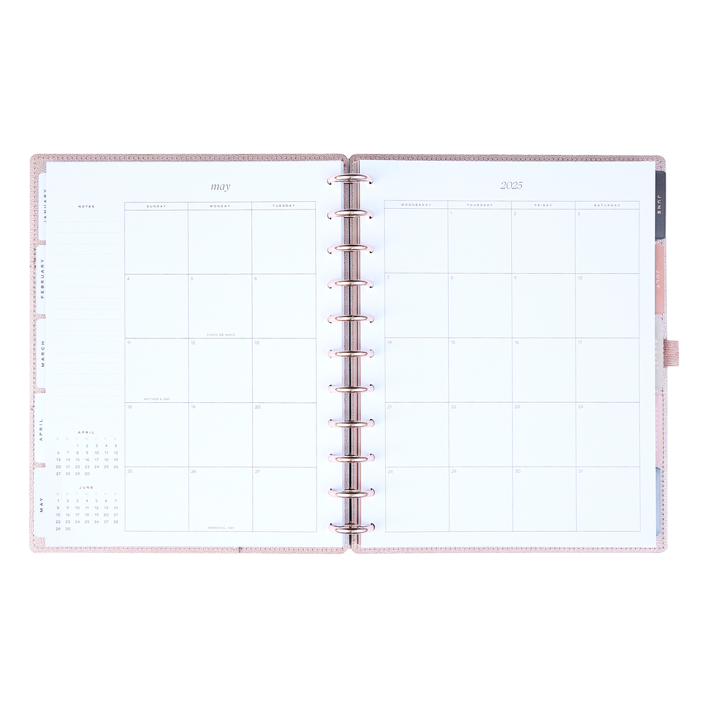 2025 Work + Life Rose Gold Planner - Big Hourly Layout - 12 Months